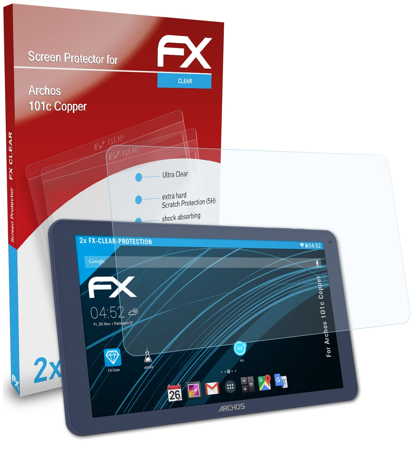 ATFOLIX 2x FX-Clear Displayschutz(für Archos Copper) 101c