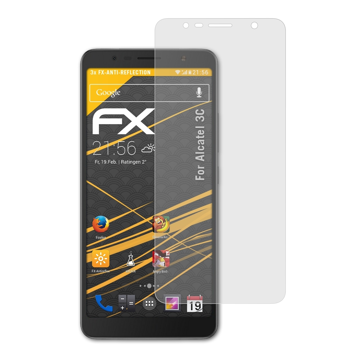 ATFOLIX 3x FX-Antireflex Alcatel Displayschutz(für 3C)