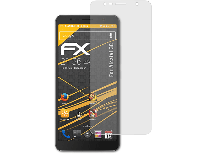 ATFOLIX 3x FX-Antireflex Displayschutz(für Alcatel 3C)