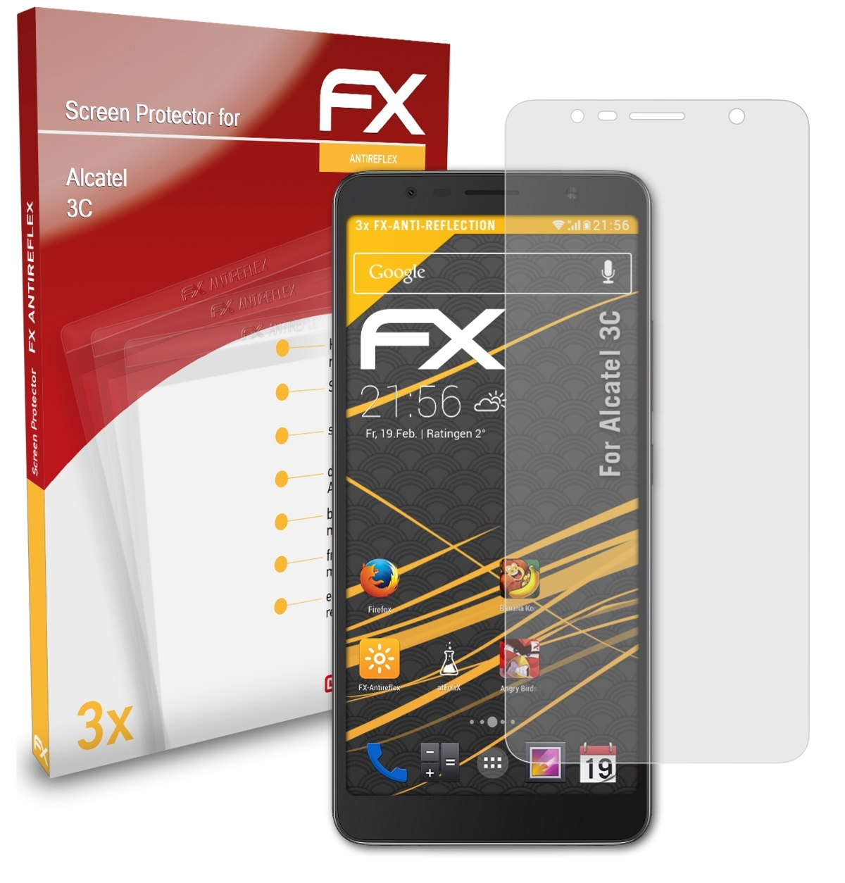 3x FX-Antireflex Displayschutz(für ATFOLIX 3C) Alcatel