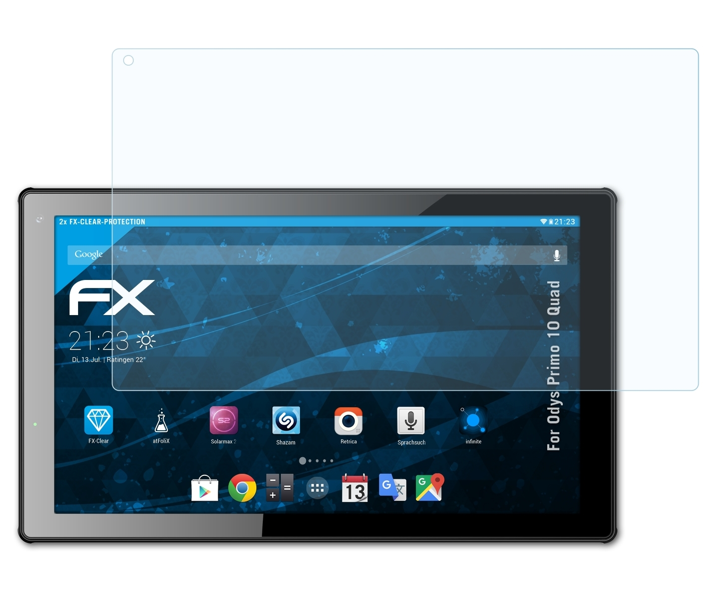 ATFOLIX 2x FX-Clear Displayschutz(für Odys Primo 10 Quad)