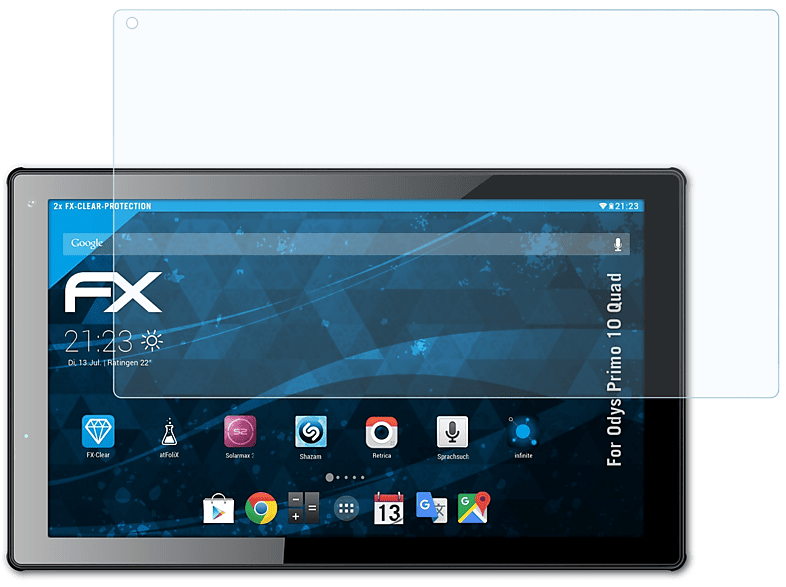 ATFOLIX 2x FX-Clear Displayschutz(für Quad) Odys Primo 10