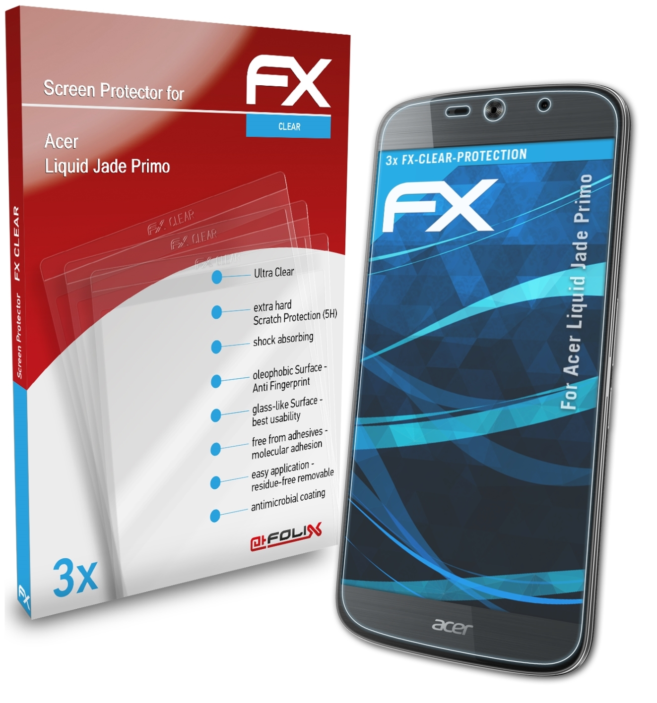 Liquid 3x Primo) ATFOLIX Acer Jade Displayschutz(für FX-Clear