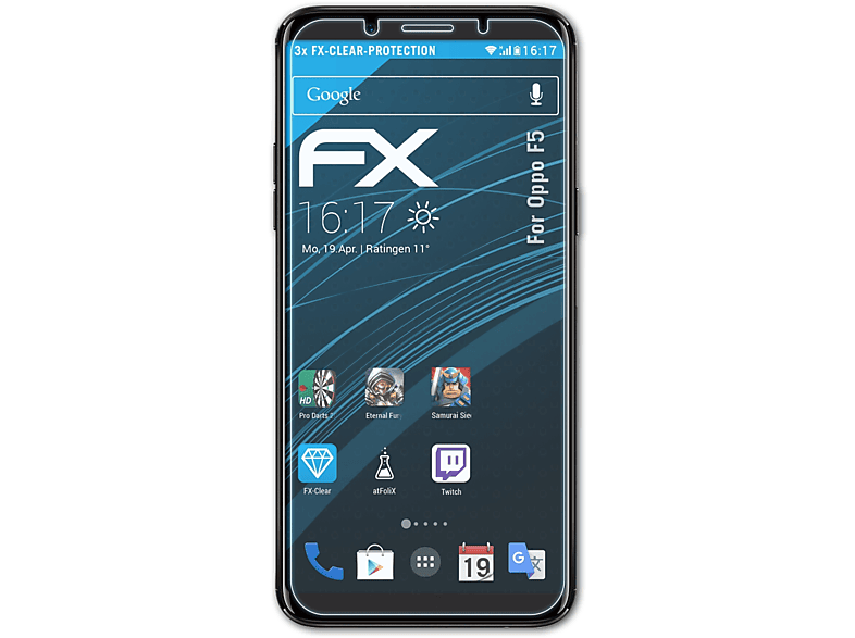 F5) 3x FX-Clear Displayschutz(für ATFOLIX Oppo