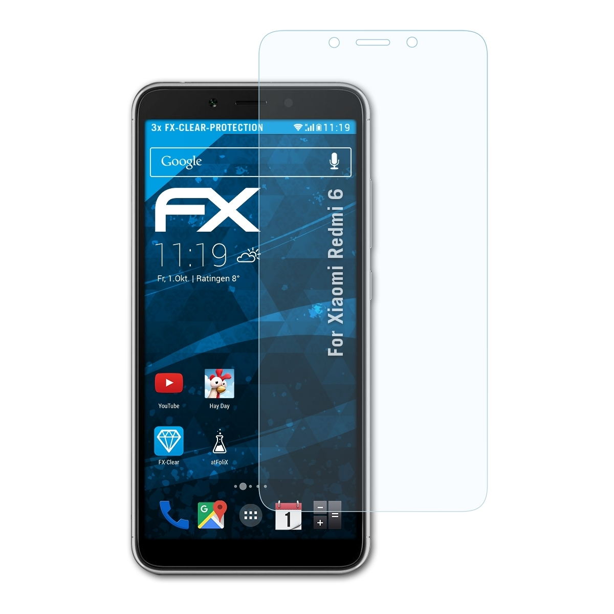 ATFOLIX Xiaomi Redmi Displayschutz(für 3x FX-Clear 6)