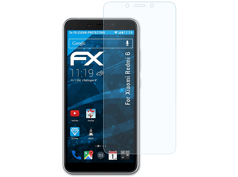 ATFOLIX 3x FX-Clear Displayschutz(für Xiaomi Redmi 6) | Displayschutzfolien & Gläser