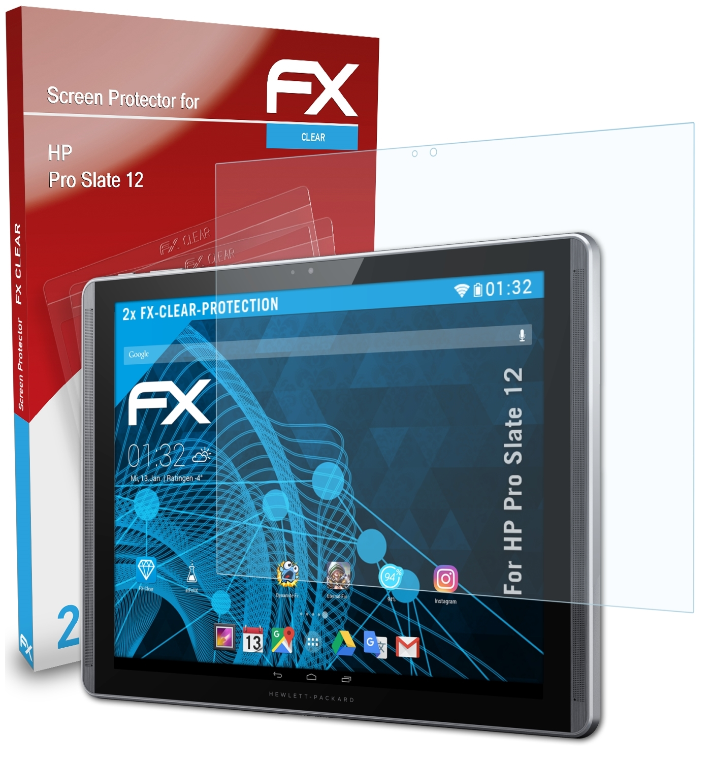 2x FX-Clear Displayschutz(für ATFOLIX HP 12) Slate Pro