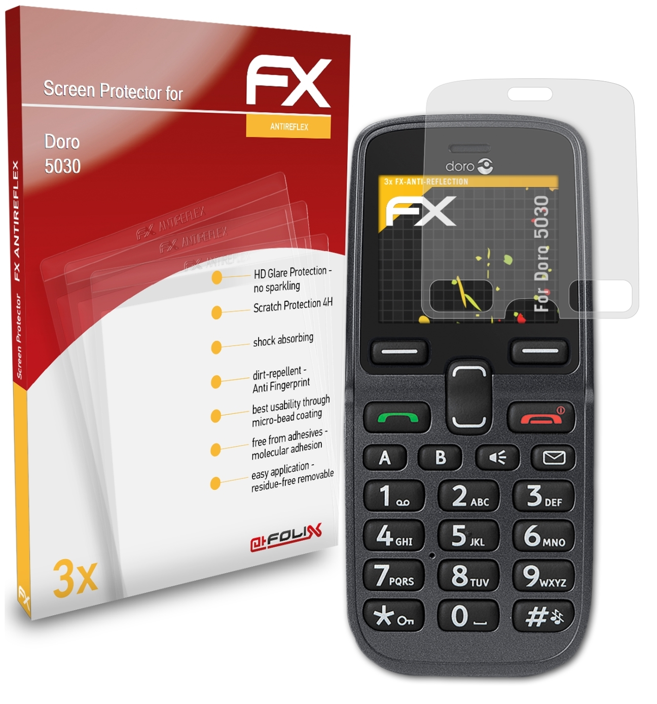 FX-Antireflex 3x Displayschutz(für Doro ATFOLIX 5030)