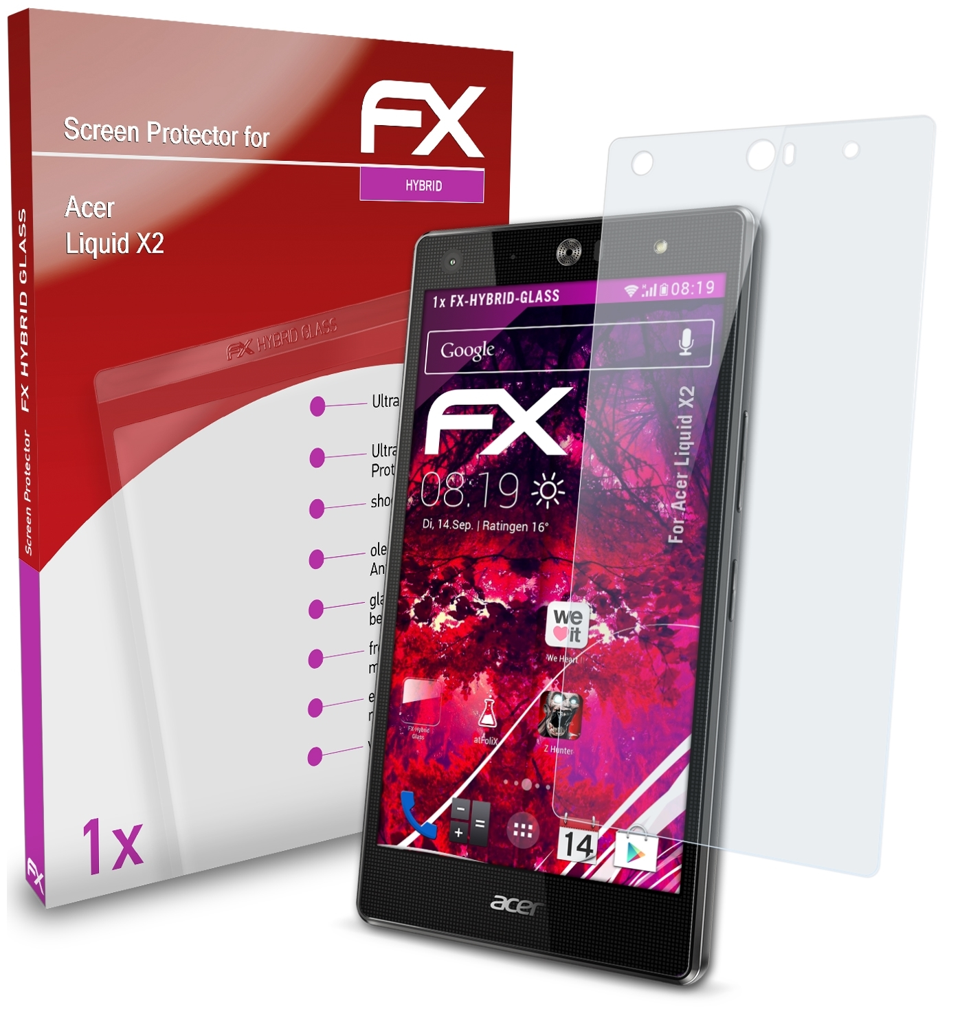 ATFOLIX FX-Hybrid-Glass Schutzglas(für Acer Liquid X2)