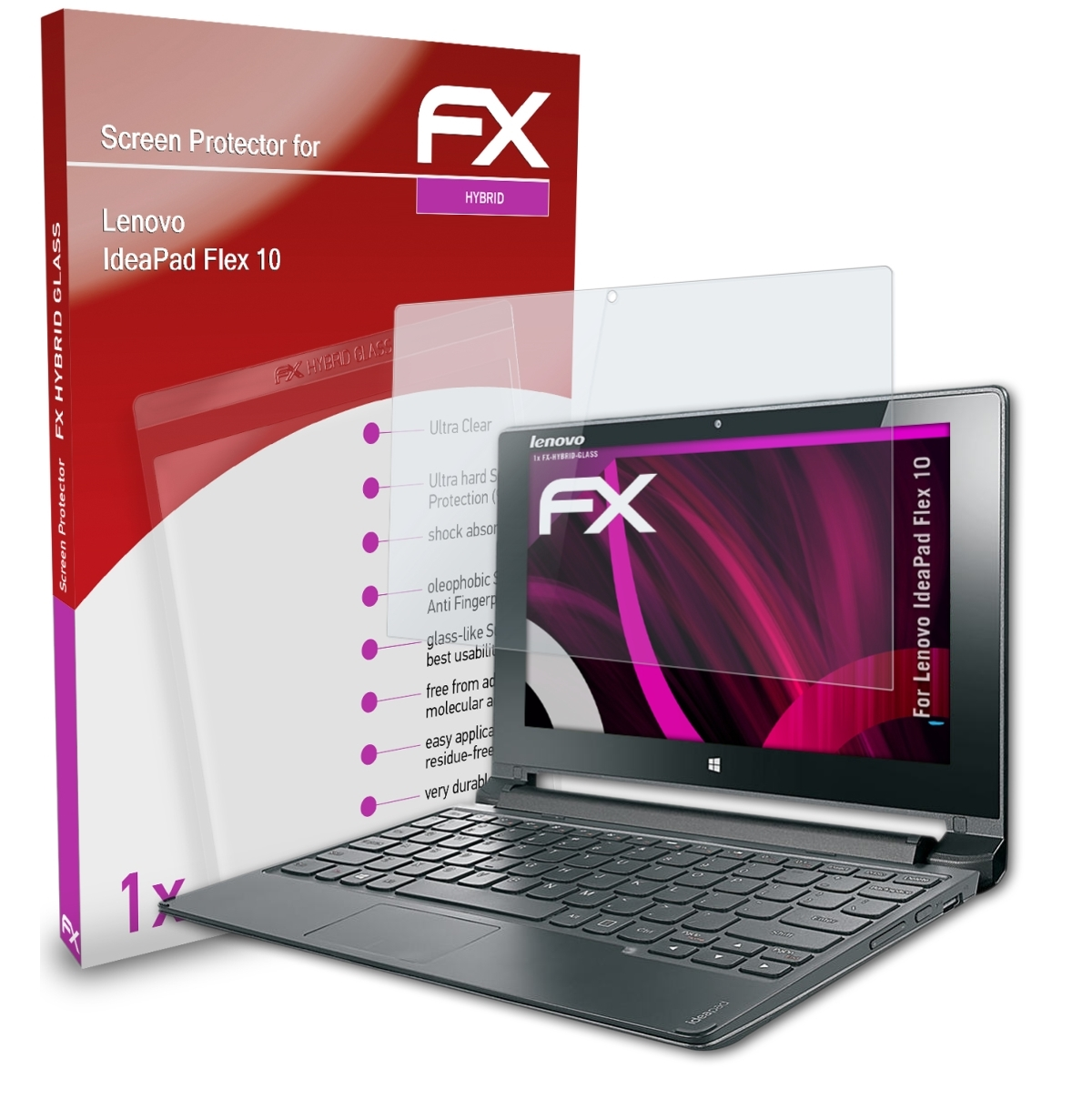 ATFOLIX FX-Hybrid-Glass Schutzglas(für Lenovo 10) Flex IdeaPad