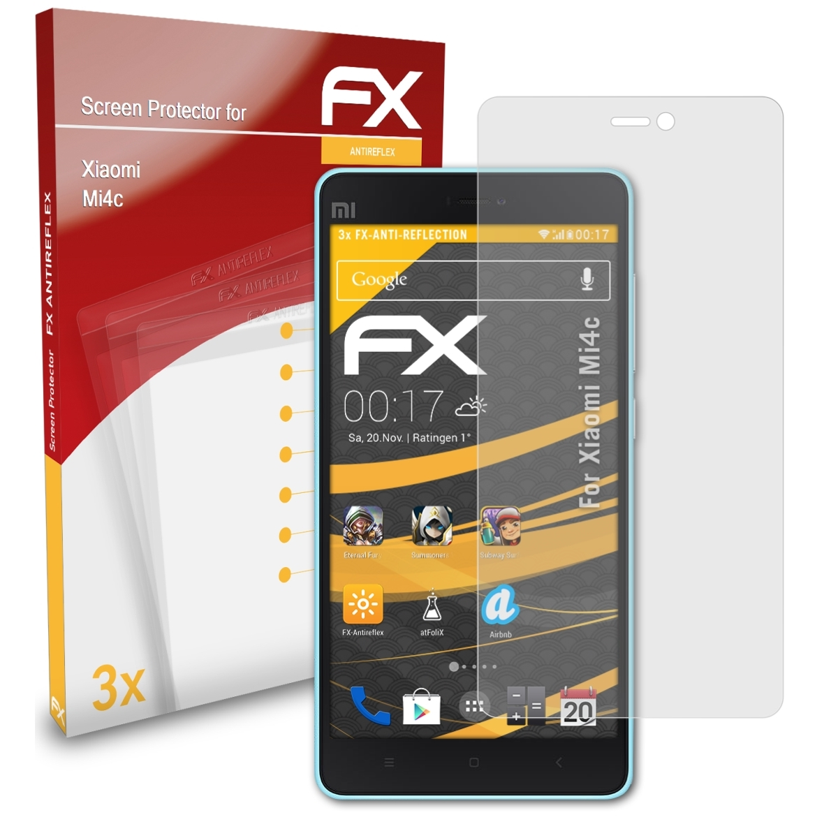 ATFOLIX 3x FX-Antireflex Displayschutz(für Xiaomi Mi4c)