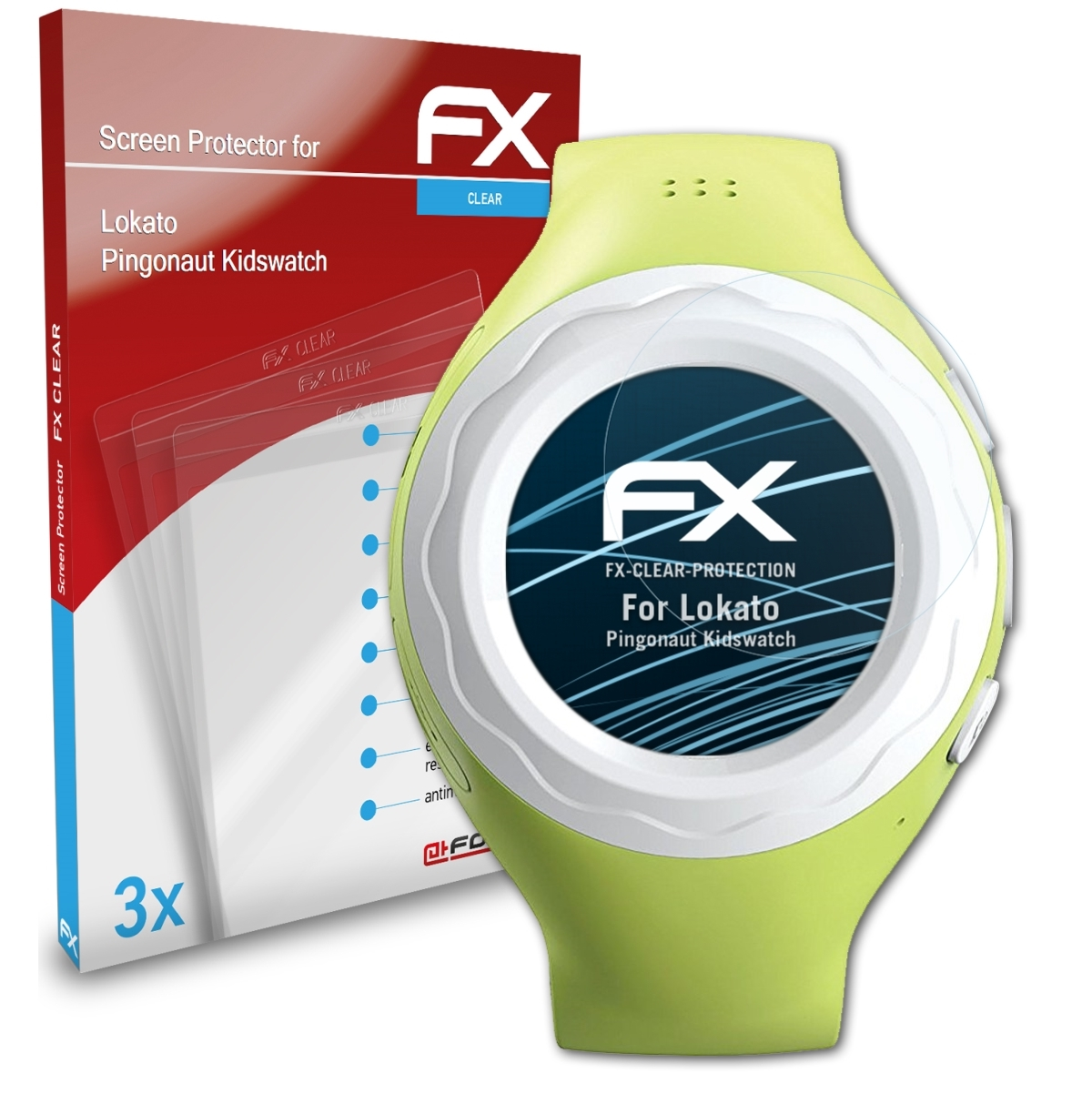3x Pingonaut FX-Clear ATFOLIX Lokato Displayschutz(für Kidswatch)