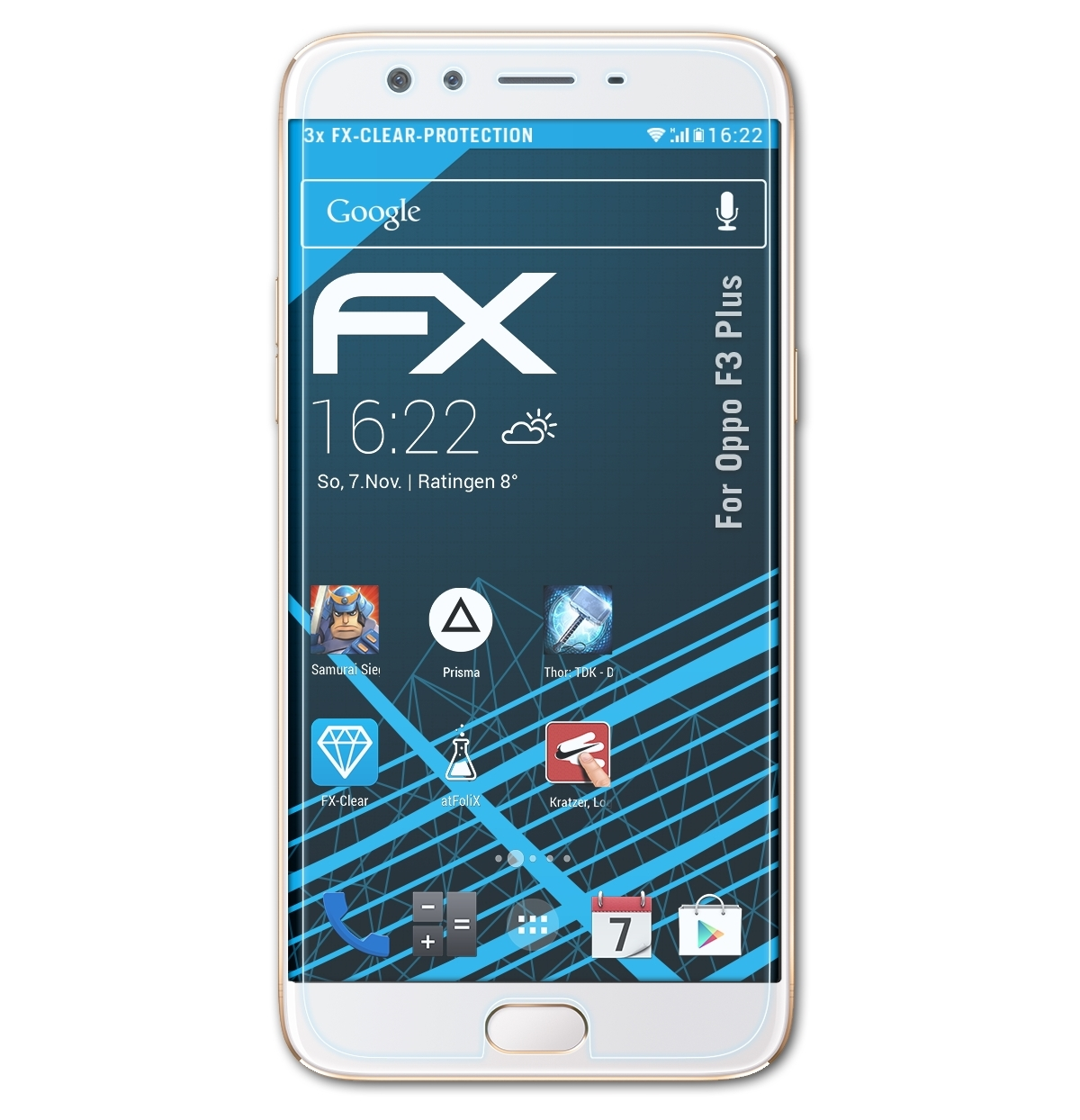 ATFOLIX 3x FX-Clear Displayschutz(für Oppo Plus) F3