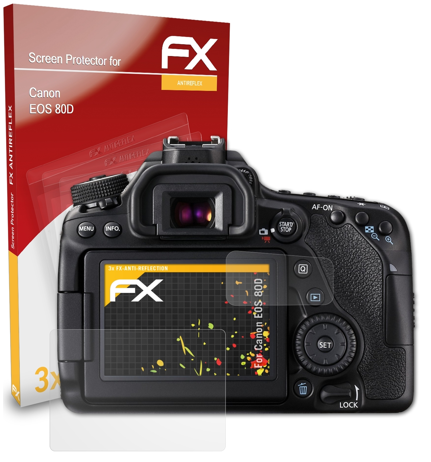 ATFOLIX 3x FX-Antireflex 80D) Displayschutz(für Canon EOS