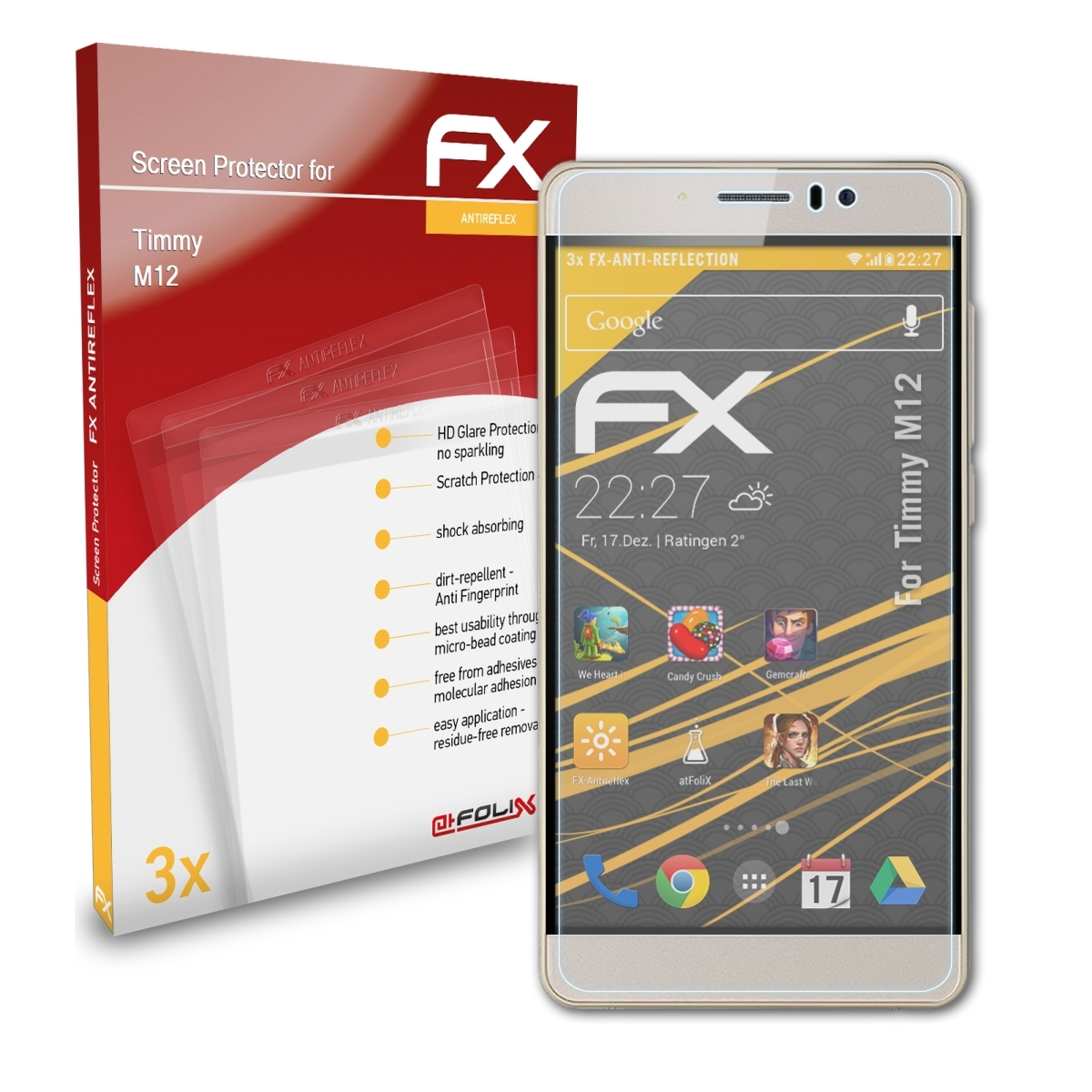 ATFOLIX 3x Displayschutz(für M12) Timmy FX-Antireflex