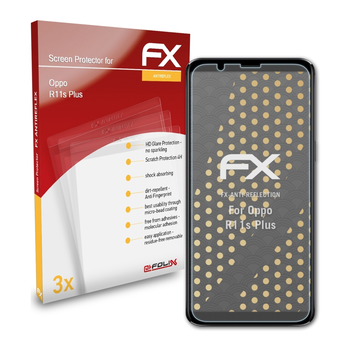 ATFOLIX 3x FX-Antireflex Oppo Displayschutz(für Plus) R11s