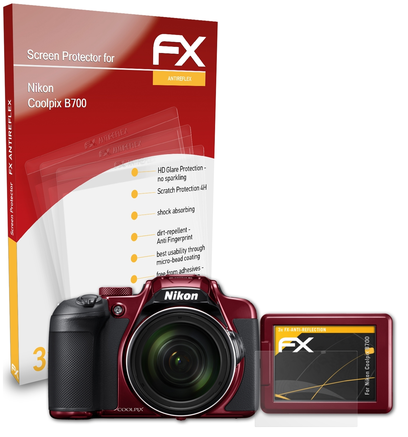 ATFOLIX 3x FX-Antireflex Coolpix B700) Displayschutz(für Nikon