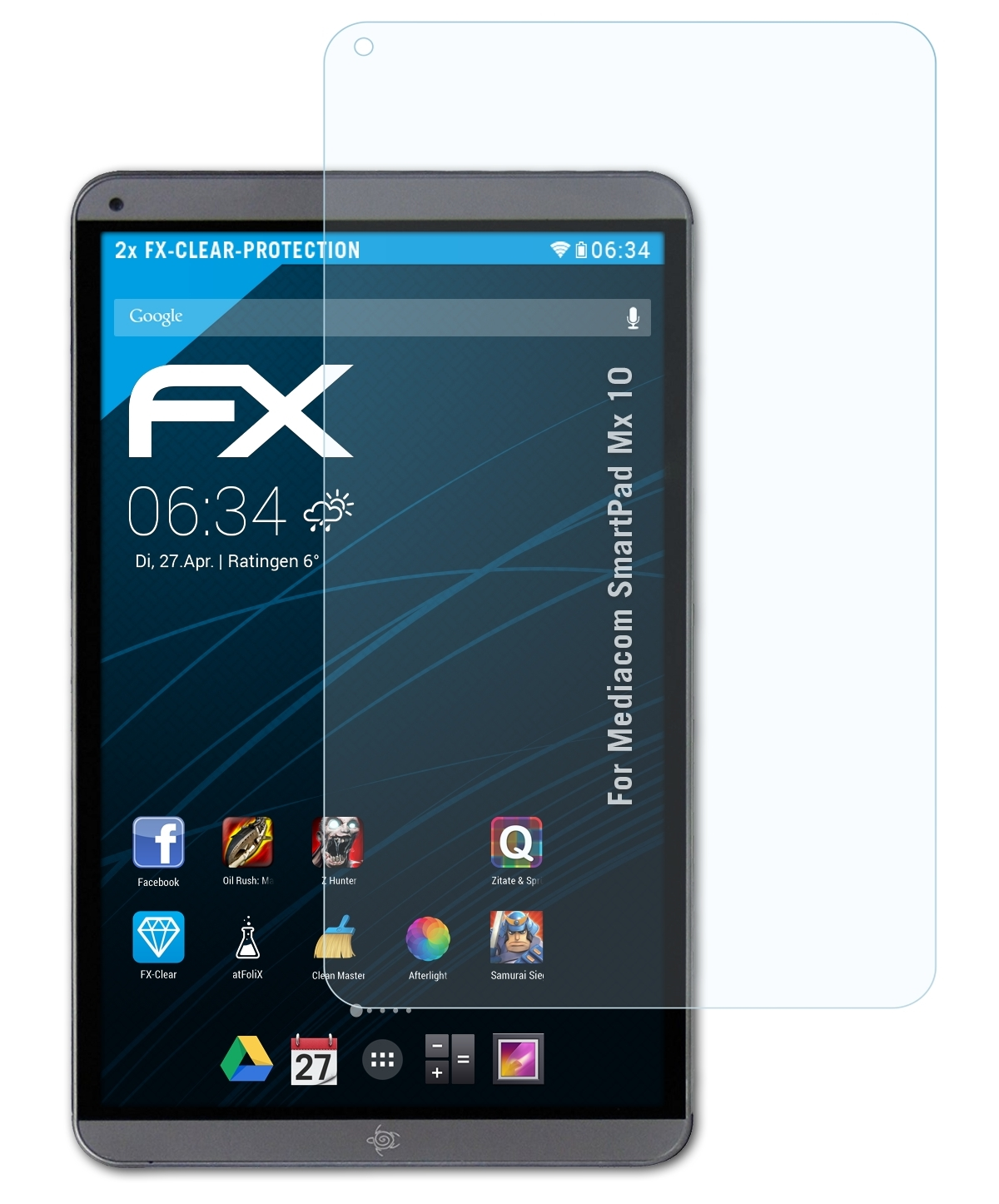 2x 10) FX-Clear Mediacom Displayschutz(für SmartPad ATFOLIX Mx