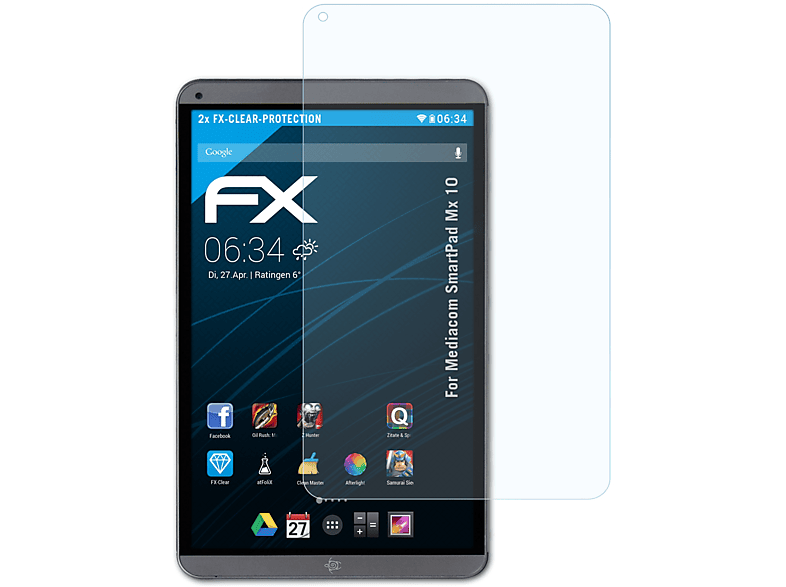 ATFOLIX 2x FX-Clear Mx SmartPad Mediacom Displayschutz(für 10)