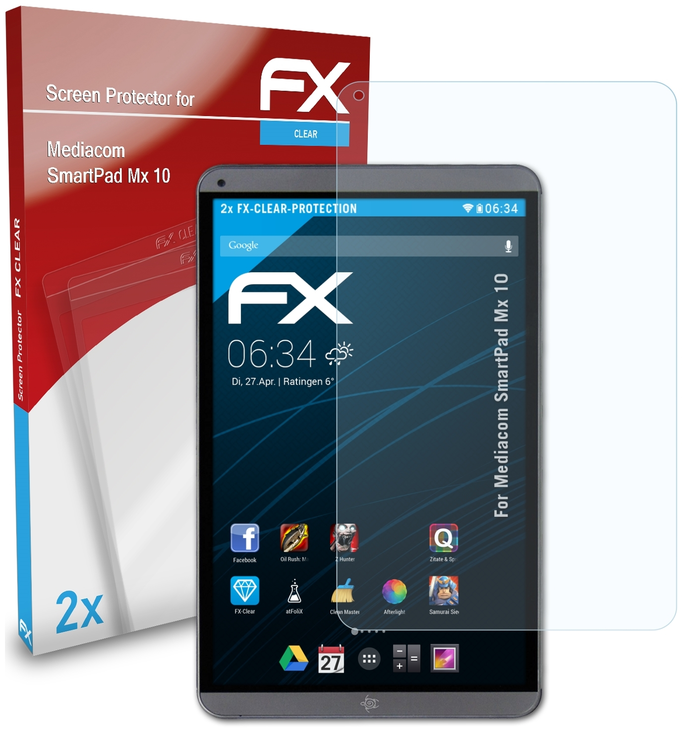 ATFOLIX 2x FX-Clear Mx SmartPad Mediacom Displayschutz(für 10)