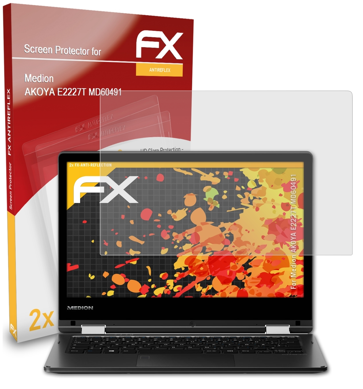 ATFOLIX 2x E2227T FX-Antireflex (MD60491)) Medion Displayschutz(für AKOYA