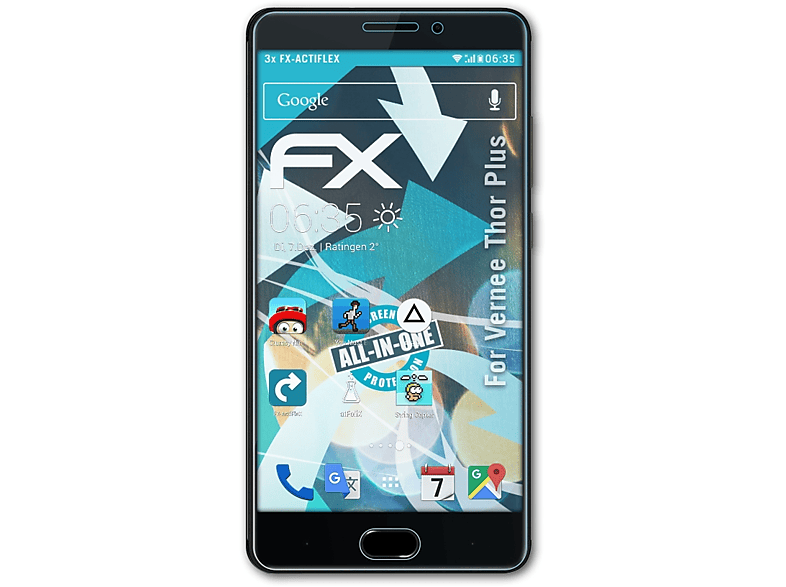 ATFOLIX 3x FX-ActiFleX Displayschutz(für Vernee Thor Plus)