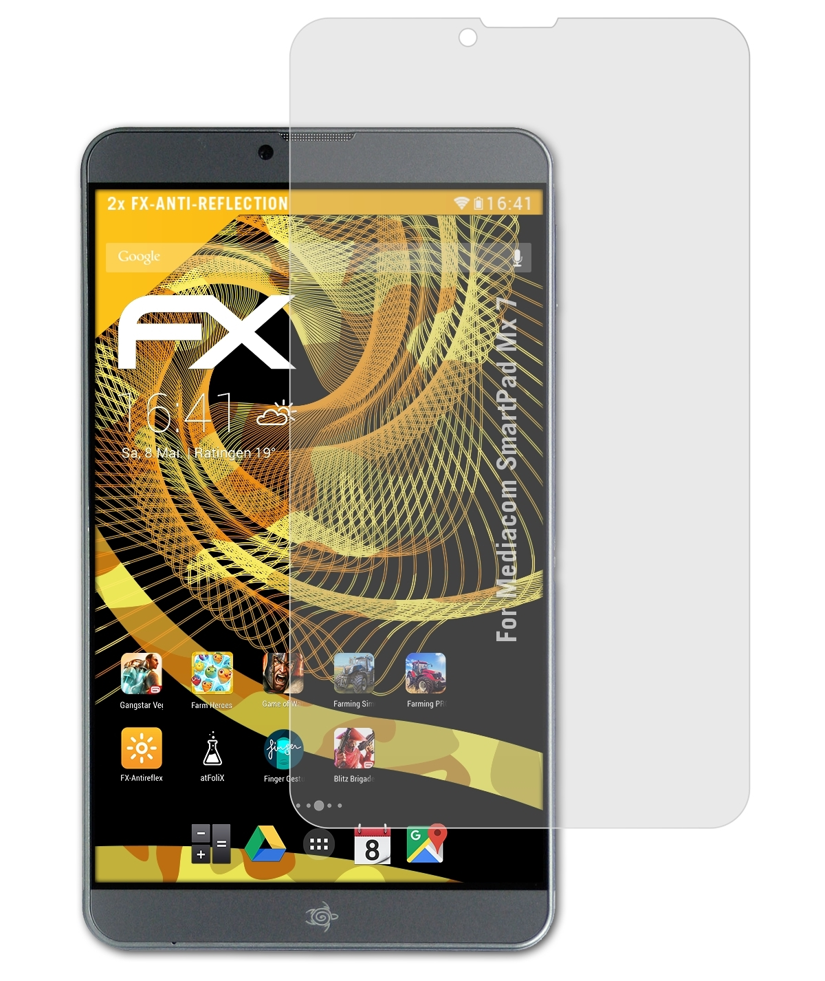 SmartPad FX-Antireflex 2x 7) Displayschutz(für Mediacom Mx ATFOLIX