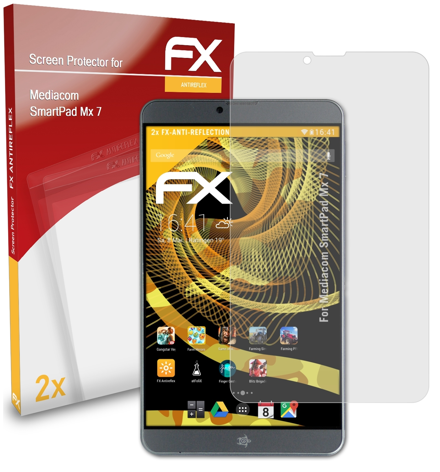 ATFOLIX 2x FX-Antireflex Mediacom Displayschutz(für SmartPad Mx 7)