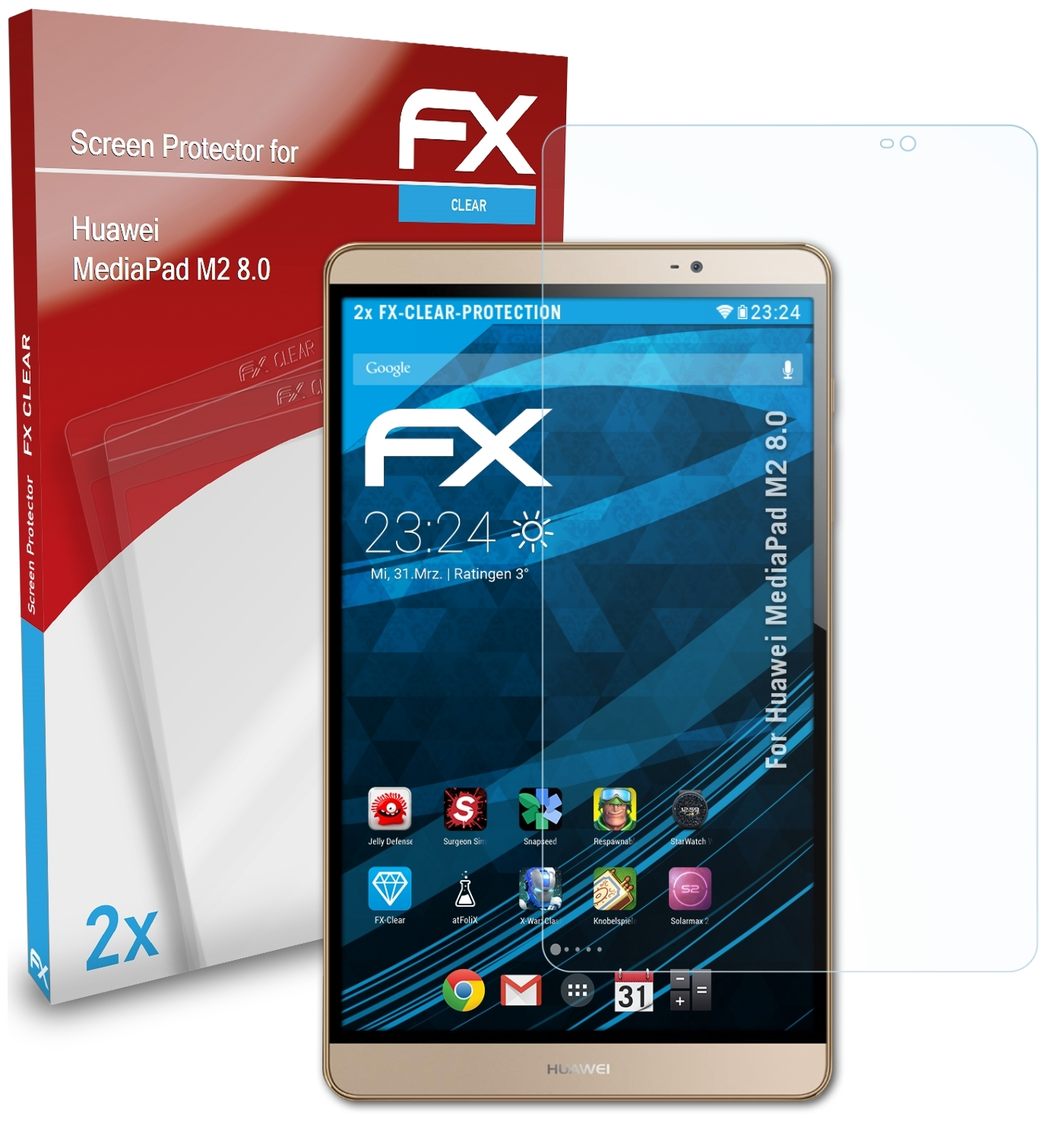 FX-Clear 2x M2 MediaPad Huawei ATFOLIX Displayschutz(für 8.0)