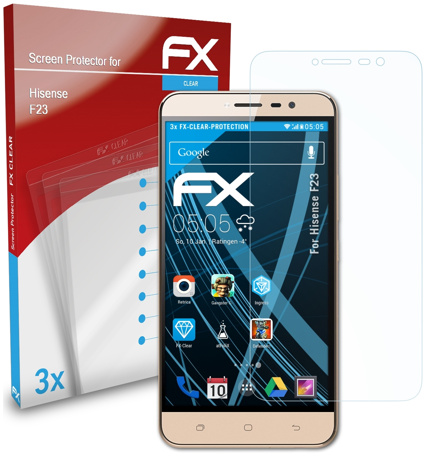 FX-Clear F23) ATFOLIX Hisense Displayschutz(für 3x