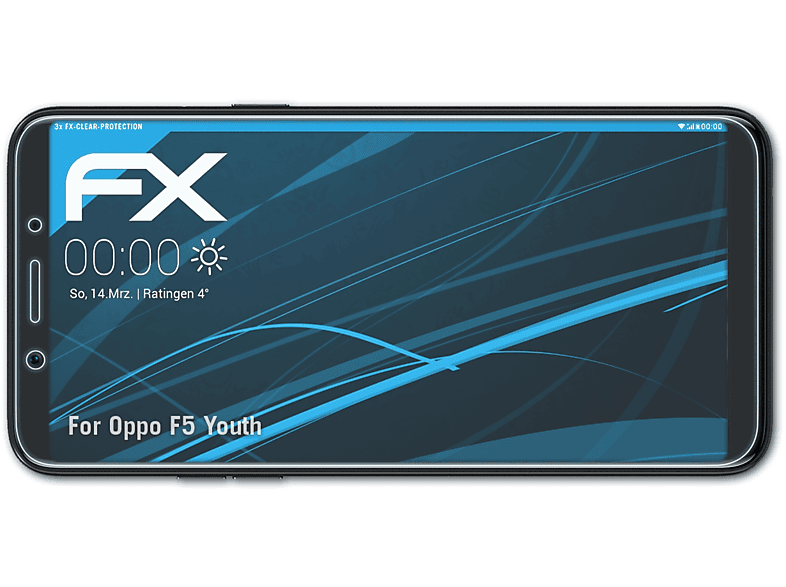 ATFOLIX 3x FX-Clear Displayschutz(für Oppo F5 Youth)