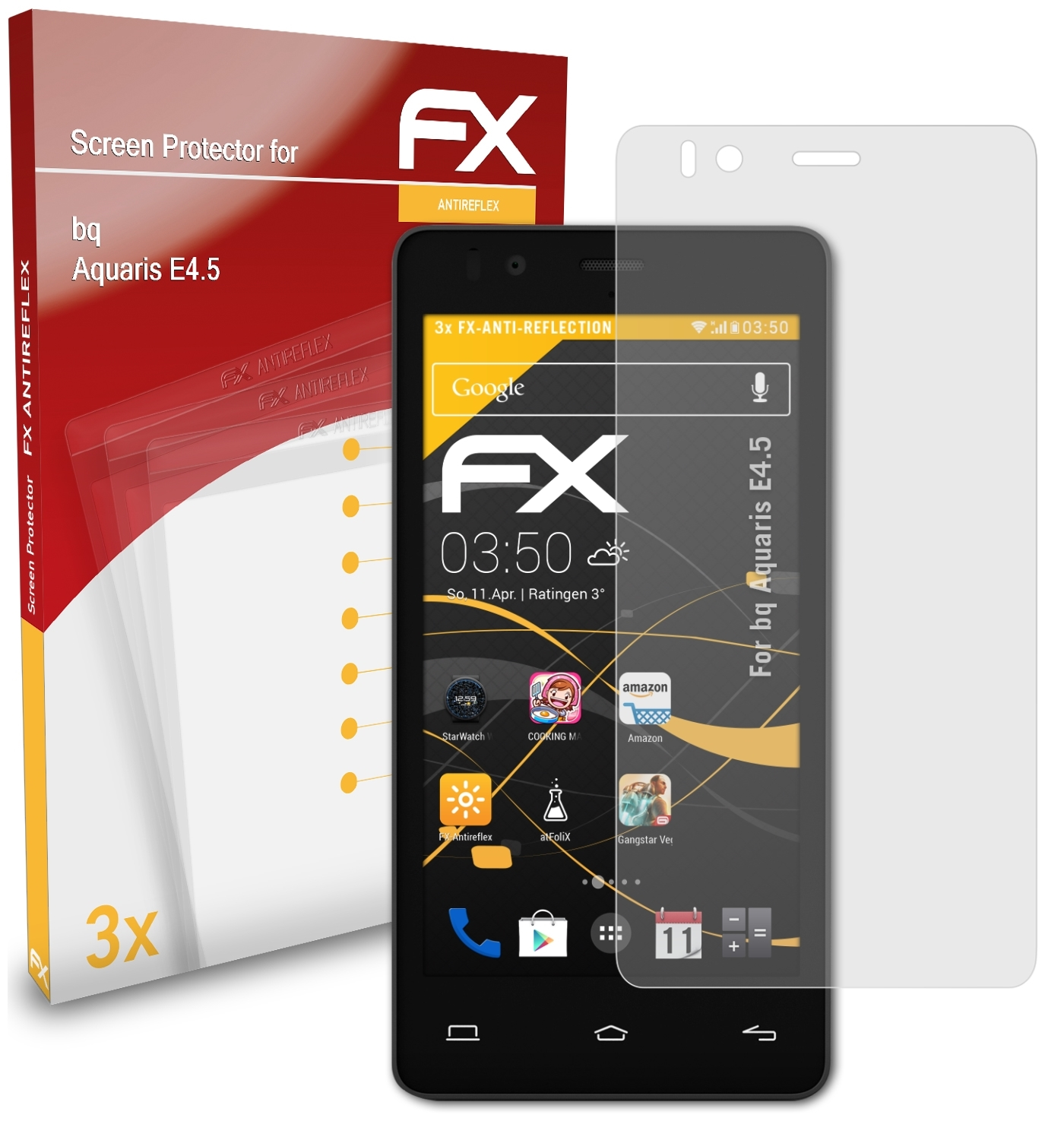 FX-Antireflex 3x ATFOLIX bq Displayschutz(für E4.5) Aquaris