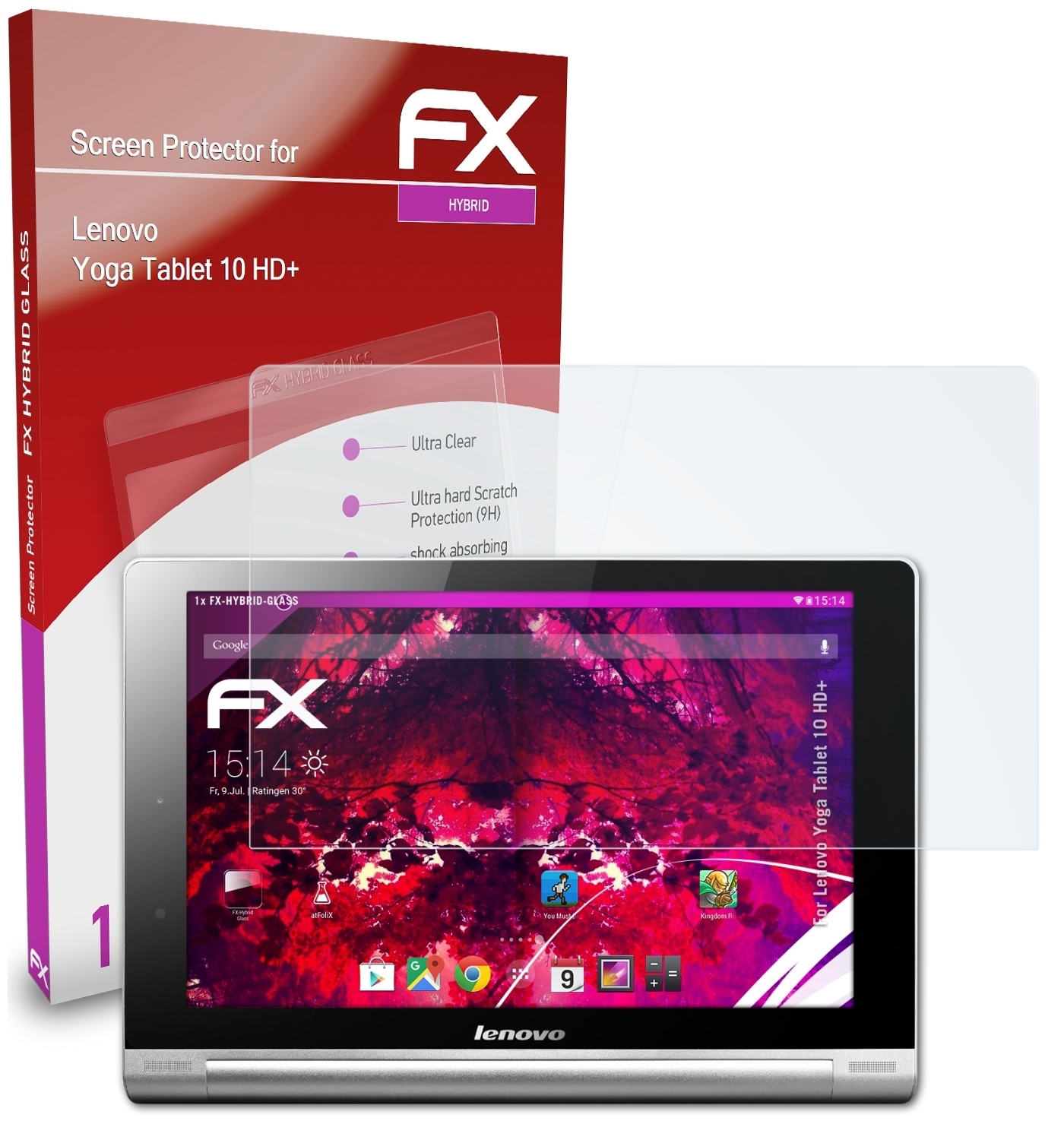 ATFOLIX FX-Hybrid-Glass Schutzglas(für Lenovo Yoga Tablet 10 HD+)