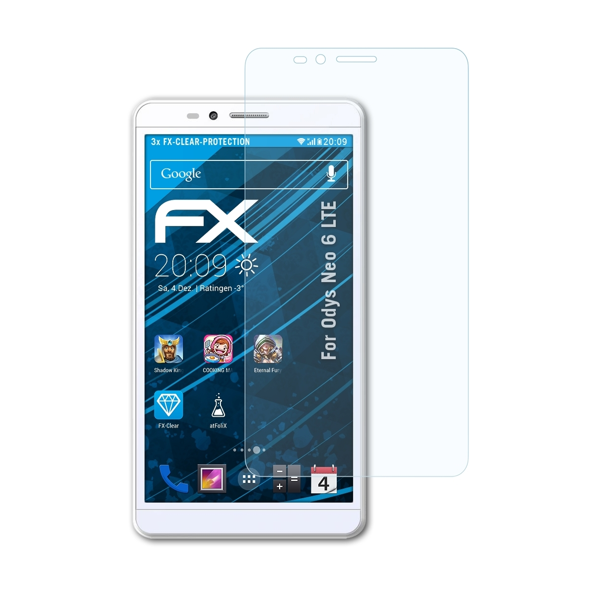 Odys LTE) 6 3x FX-Clear Neo ATFOLIX Displayschutz(für