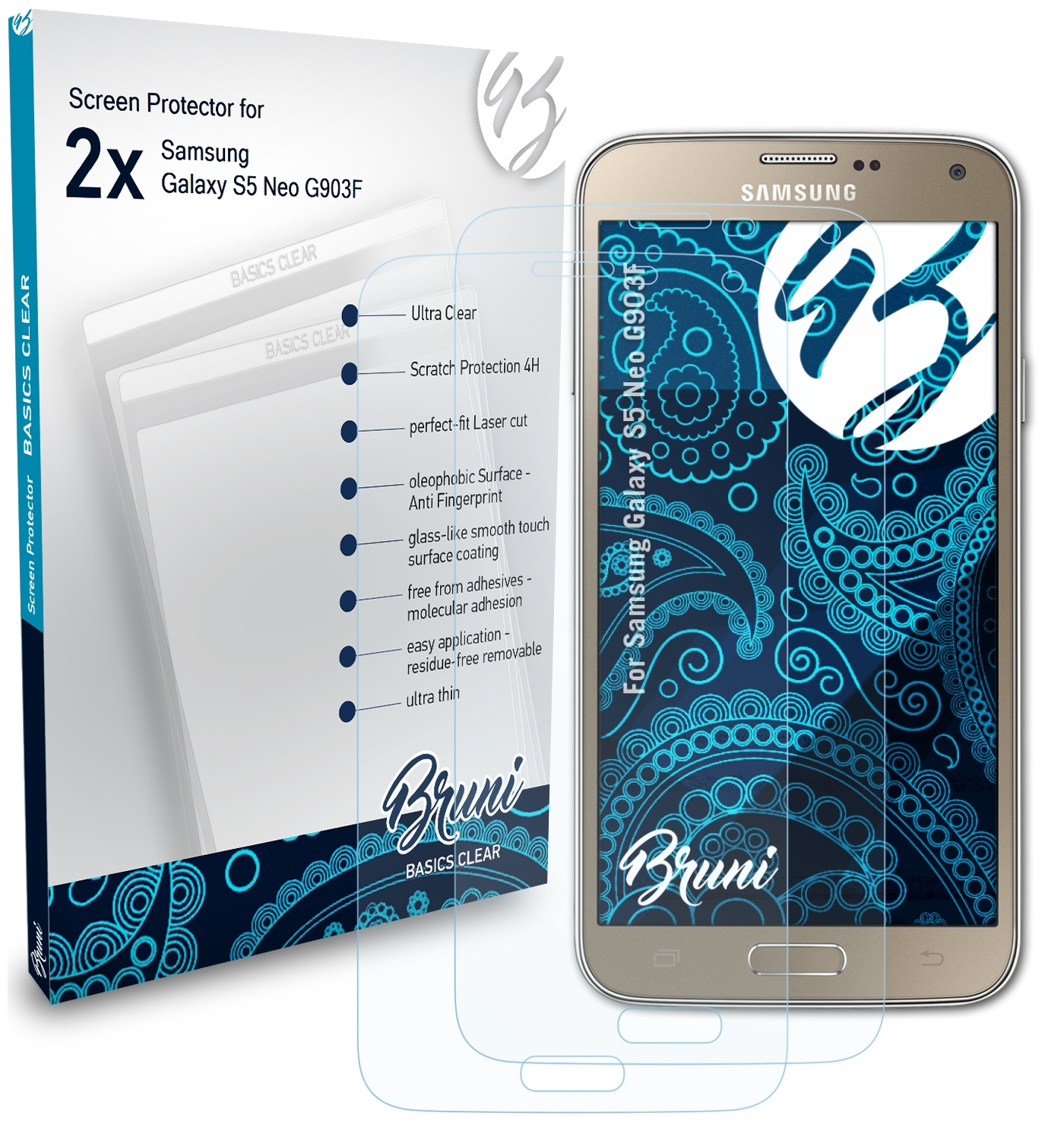 Samsung Basics-Clear S5 2x Schutzfolie(für (G903F)) Neo Galaxy BRUNI
