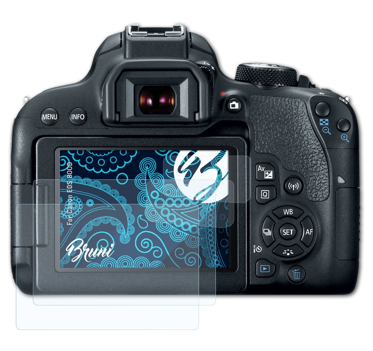 BRUNI 2x Basics-Clear 800D) Schutzfolie(für EOS Canon