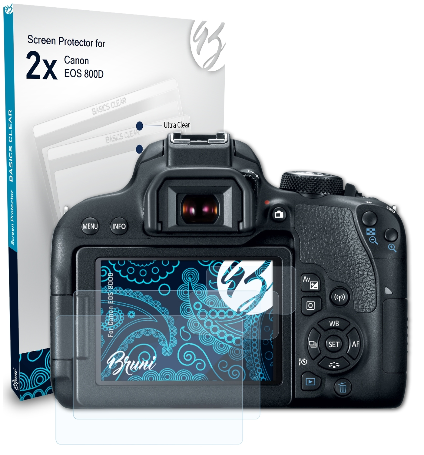 BRUNI 2x Basics-Clear Canon Schutzfolie(für 800D) EOS
