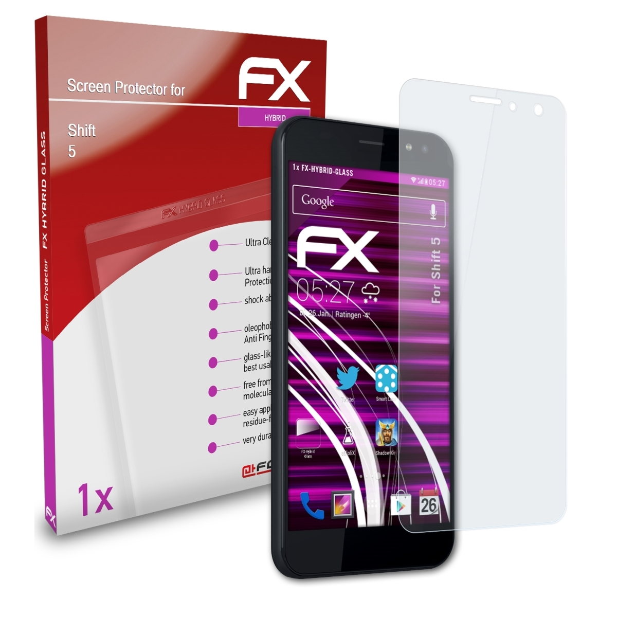 ATFOLIX FX-Hybrid-Glass Schutzglas(für 5) Shift