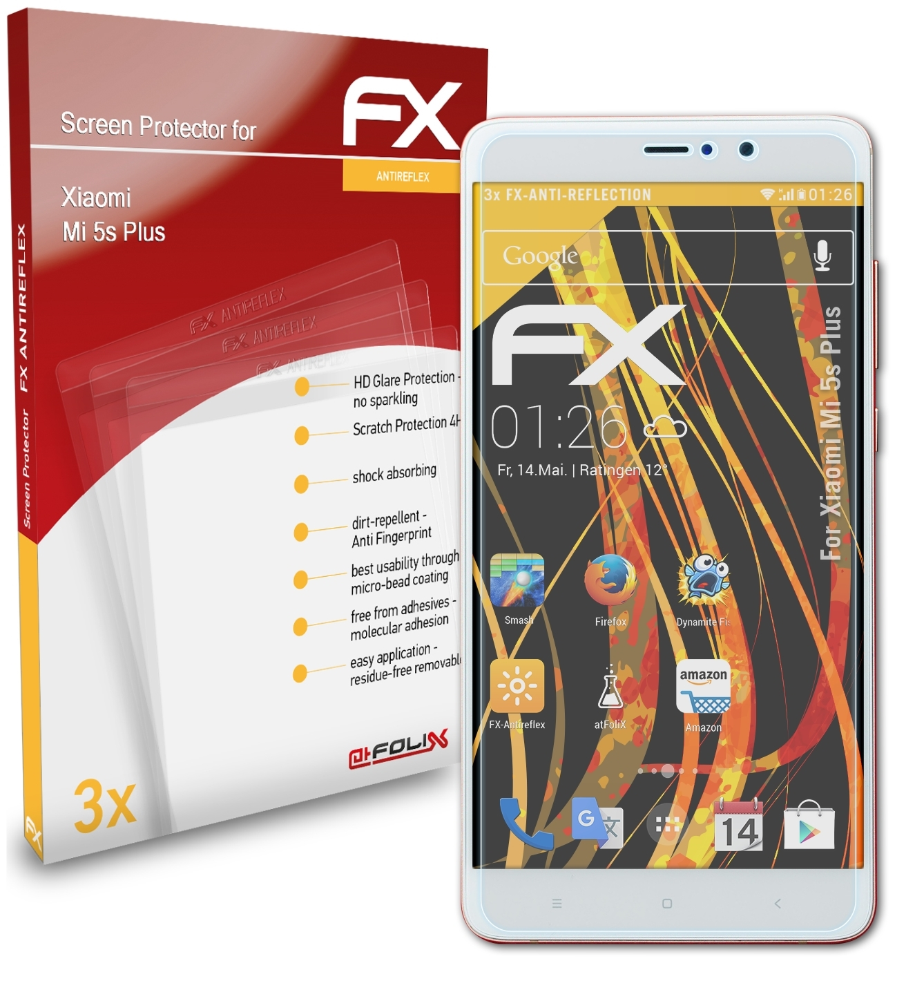 ATFOLIX 3x FX-Antireflex Displayschutz(für Plus) 5s Mi Xiaomi