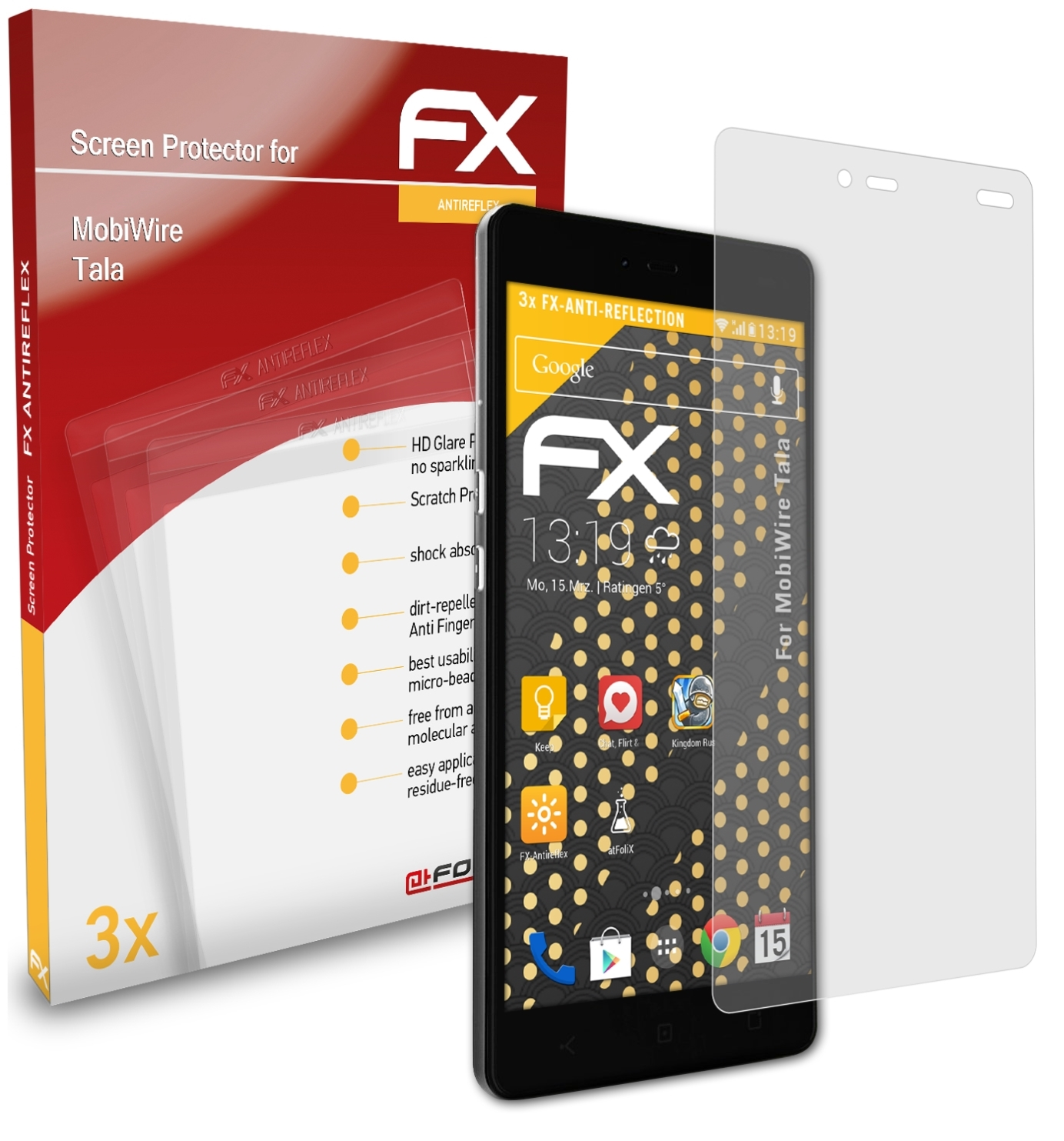 3x FX-Antireflex Displayschutz(für MobiWire Tala) ATFOLIX