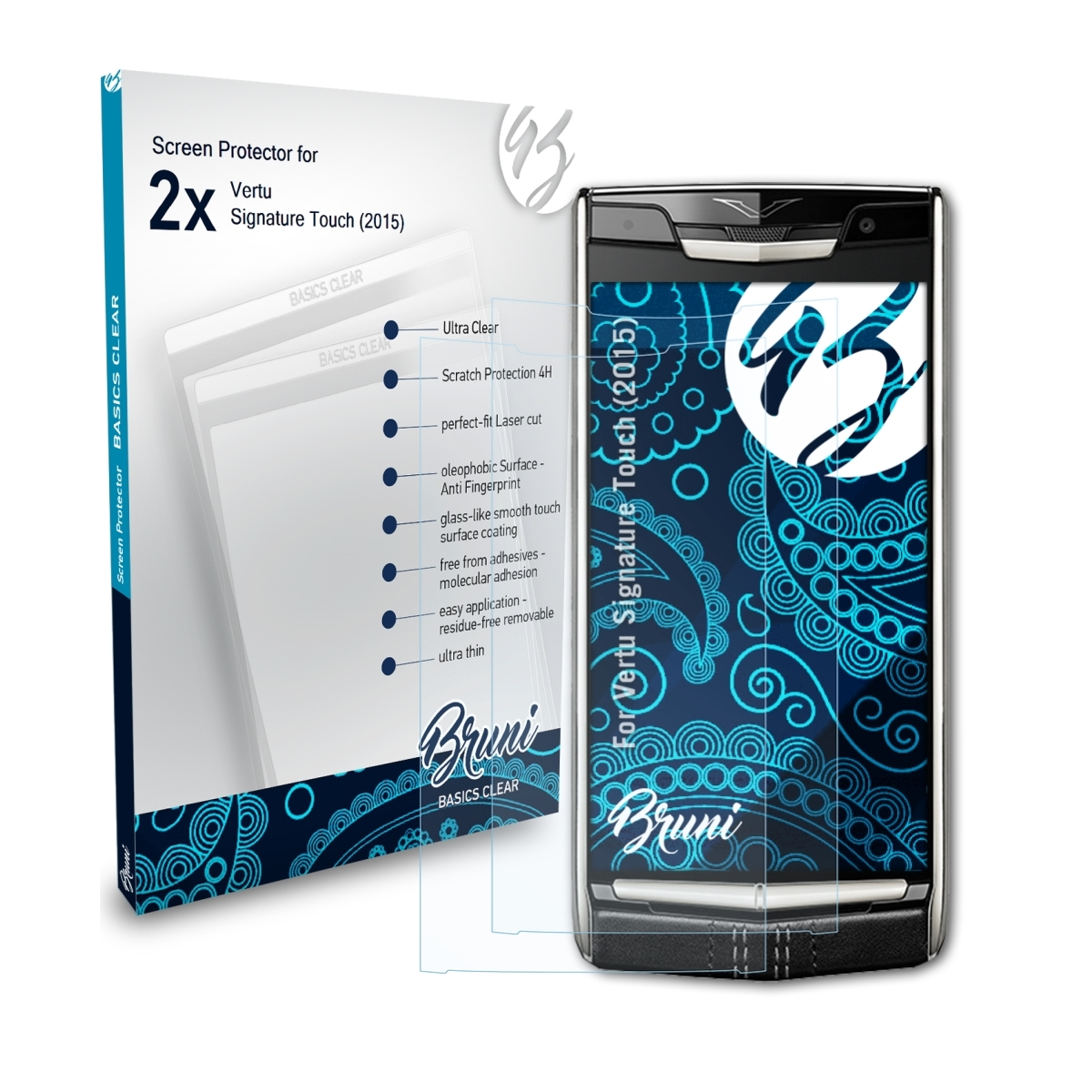 BRUNI 2x Basics-Clear Schutzfolie(für Signature Touch Vertu (2015))