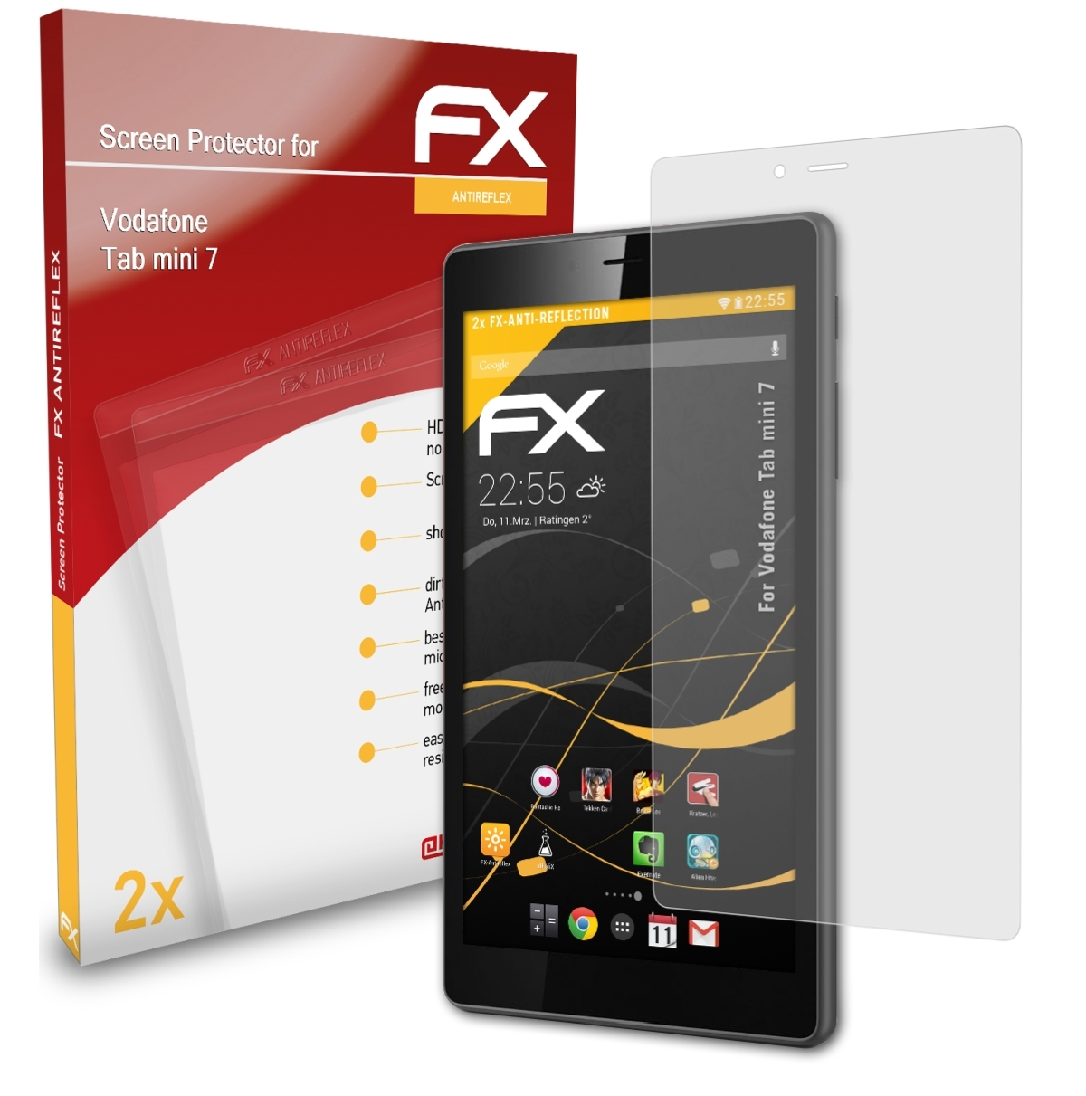 7) FX-Antireflex Vodafone mini Tab ATFOLIX 2x Displayschutz(für
