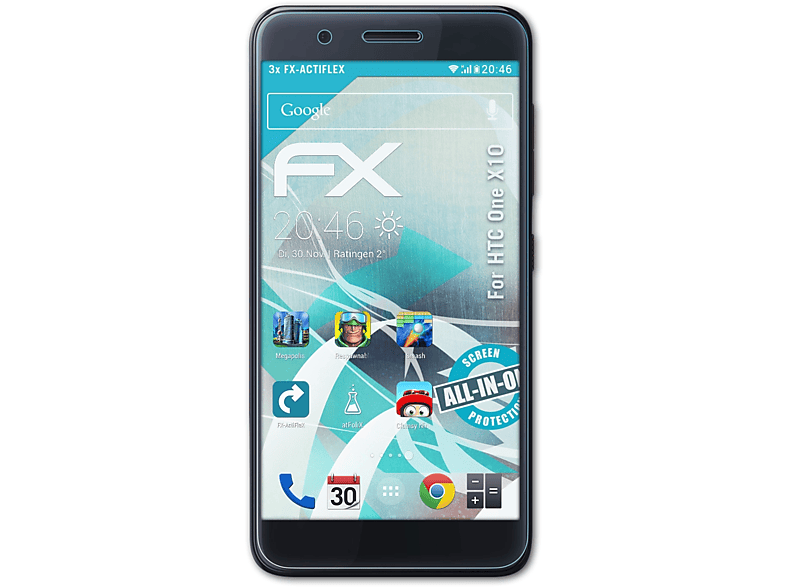 ATFOLIX 3x X10) FX-ActiFleX HTC One Displayschutz(für