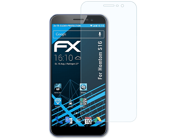 Displayschutz(für Homtom ATFOLIX S16) 3x FX-Clear