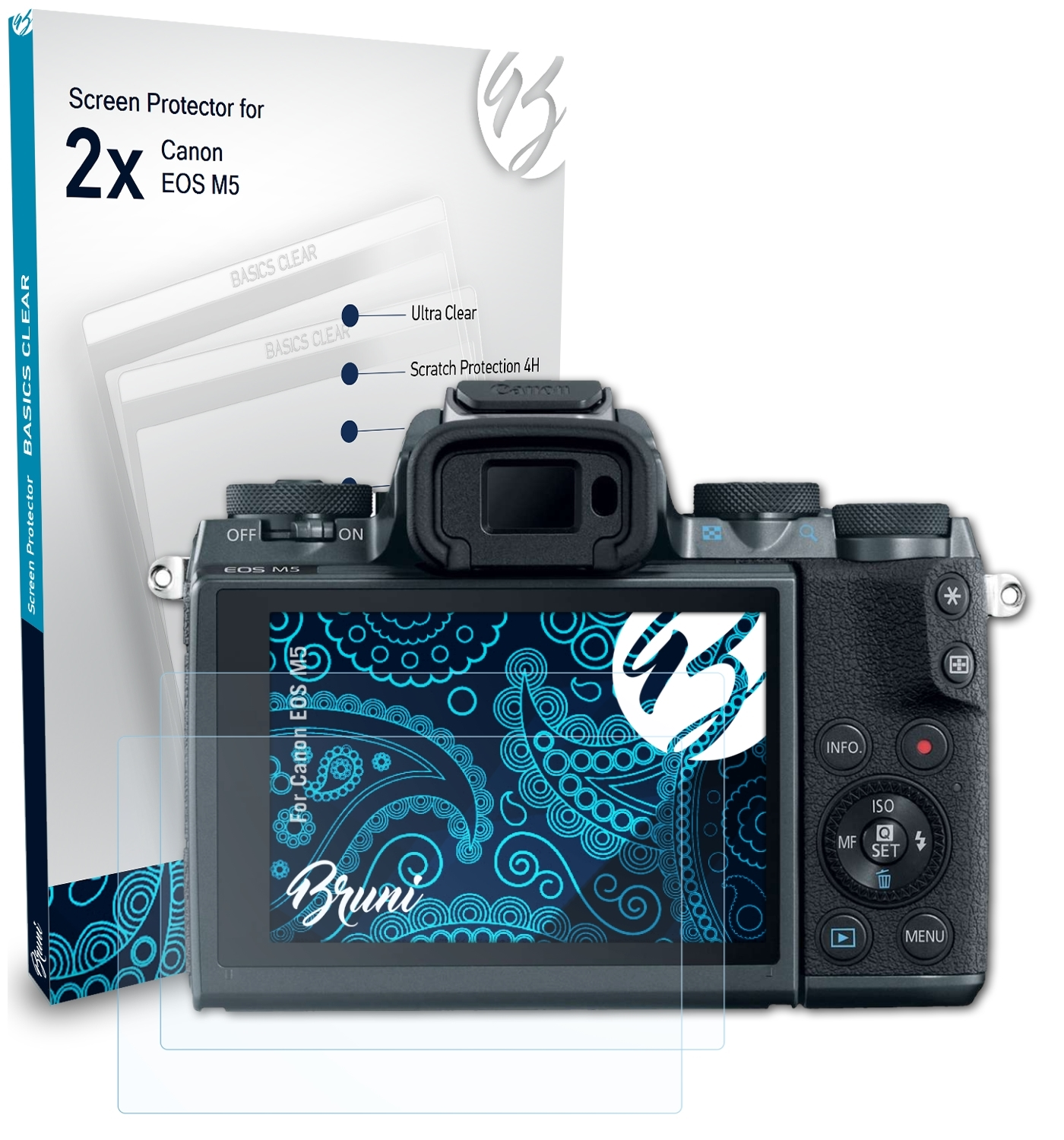 BRUNI 2x Basics-Clear Schutzfolie(für Canon EOS M5)