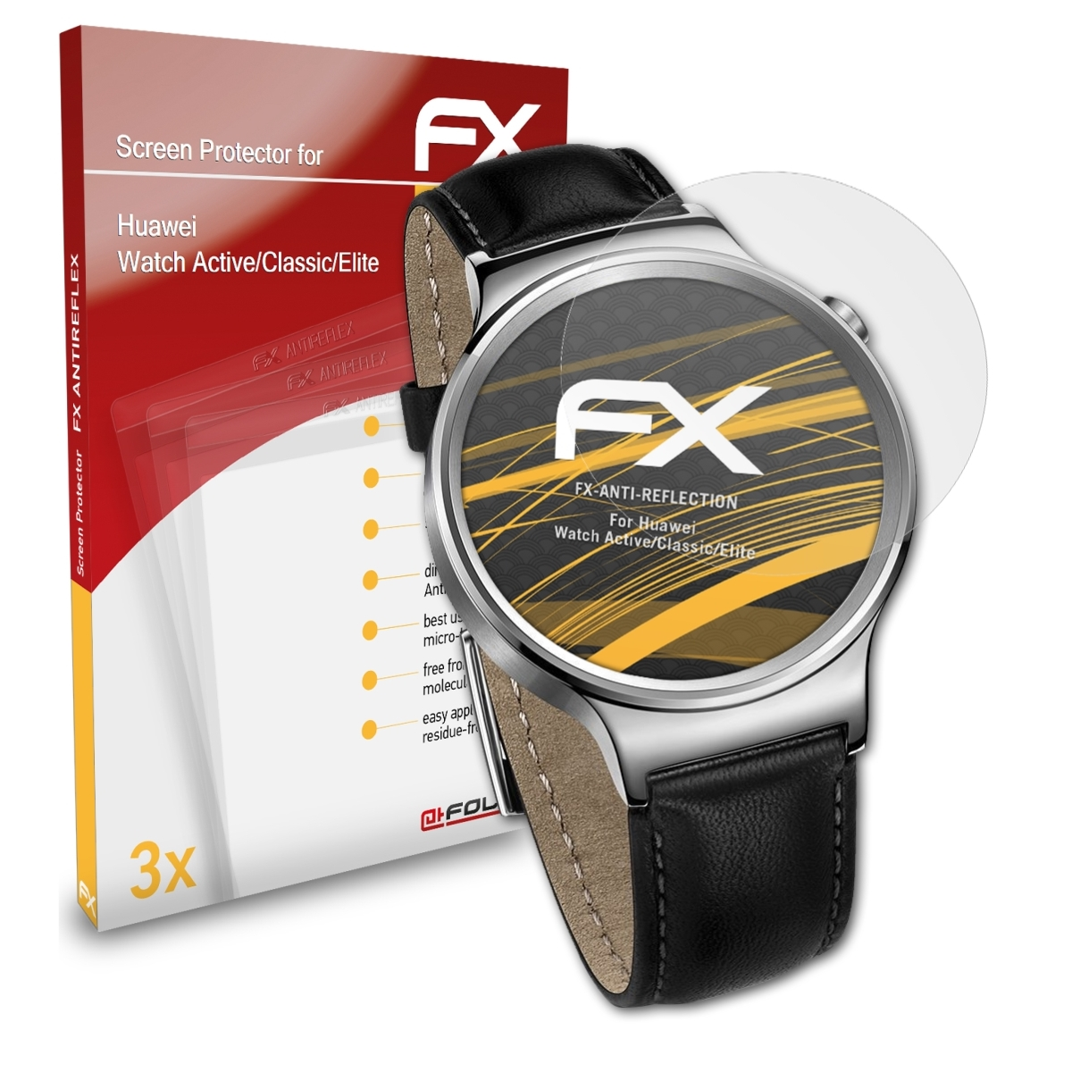 ATFOLIX 3x FX-Antireflex Displayschutz(für Huawei Active/Classic/Elite) Watch