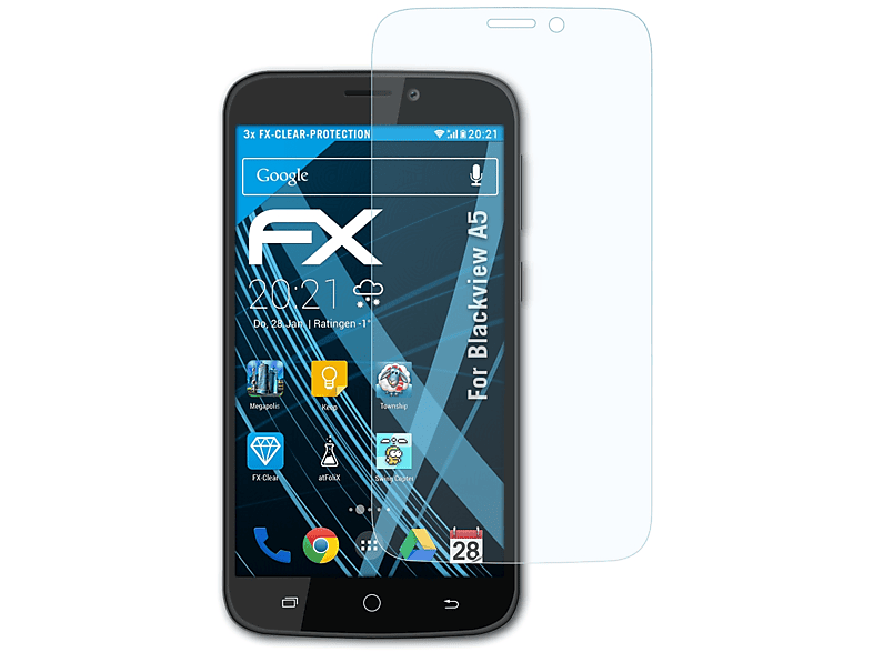 ATFOLIX 3x FX-Clear Displayschutz(für Blackview A5)