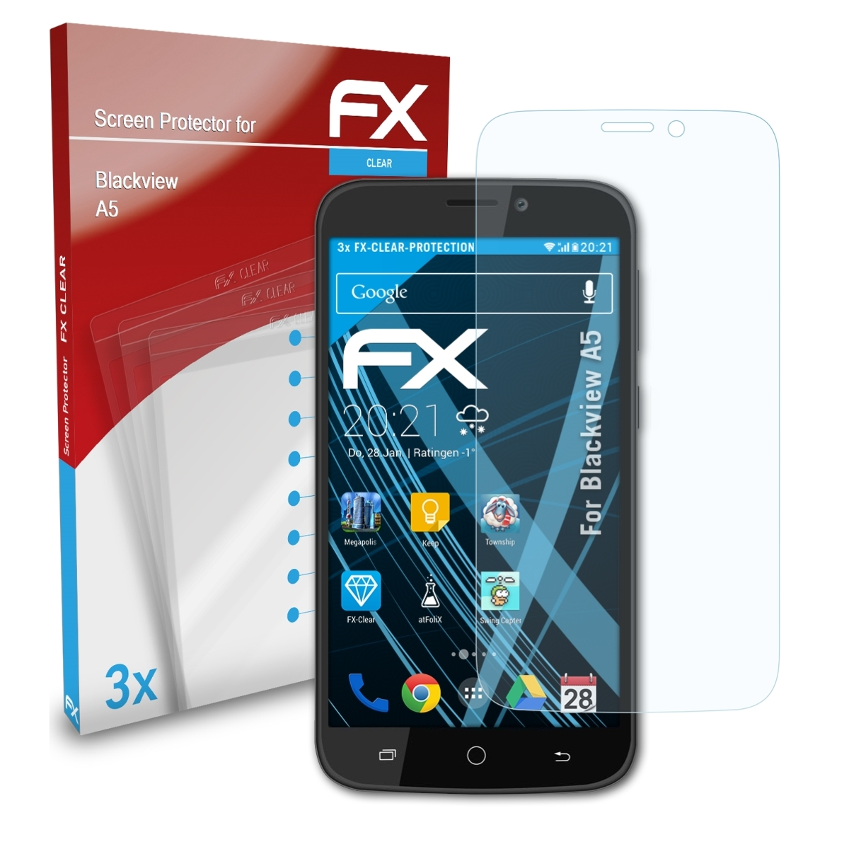 ATFOLIX 3x FX-Clear Blackview A5) Displayschutz(für