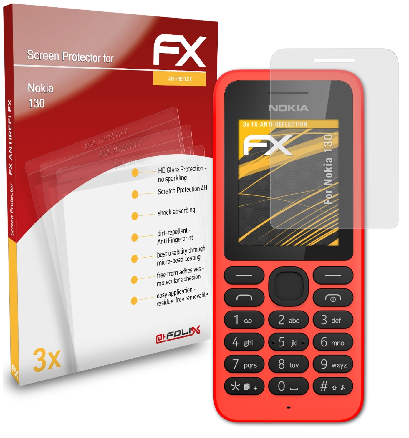 Nokia FX-Antireflex 3x 130) Displayschutz(für ATFOLIX