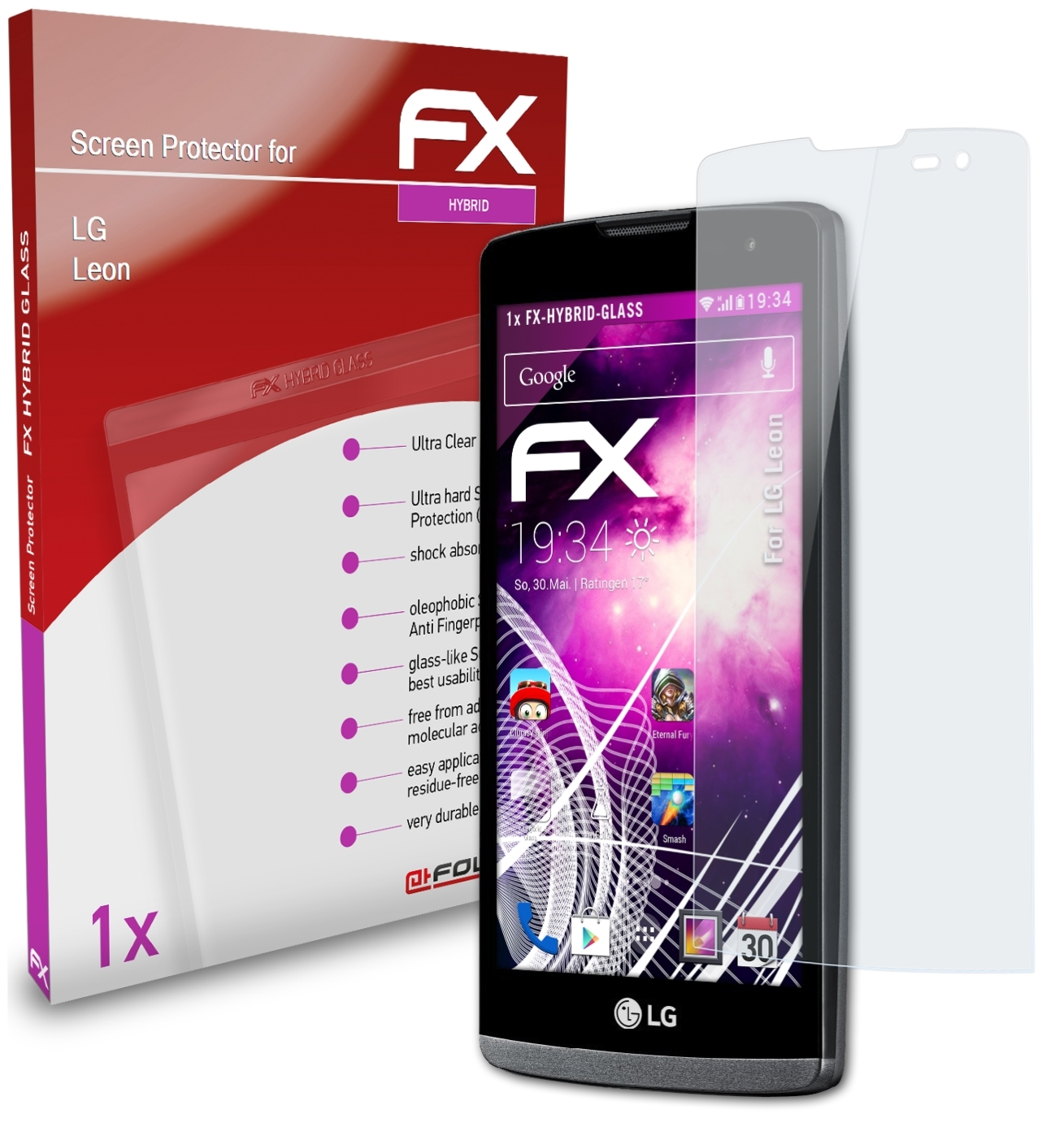 ATFOLIX FX-Hybrid-Glass Schutzglas(für LG Leon)